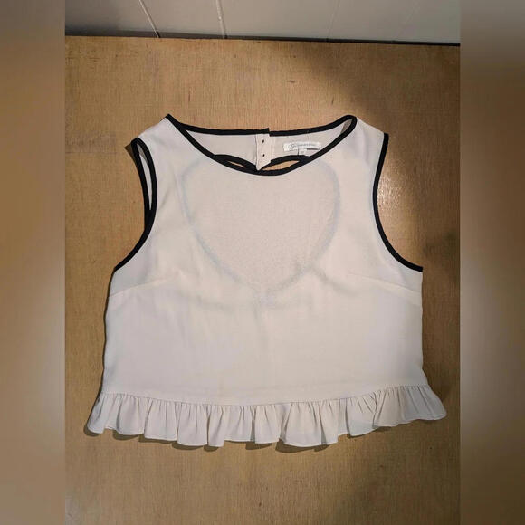 🤍 Sheer White Crop Top with Heart Cut-Out, Size 12 - Picture 4 of 5